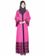 Laced Abaya Magenta & Black