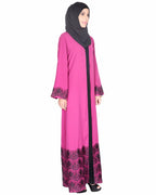 Laced Abaya Magenta & Black