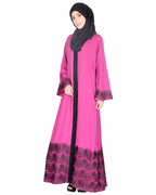 Laced Abaya Magenta & Black