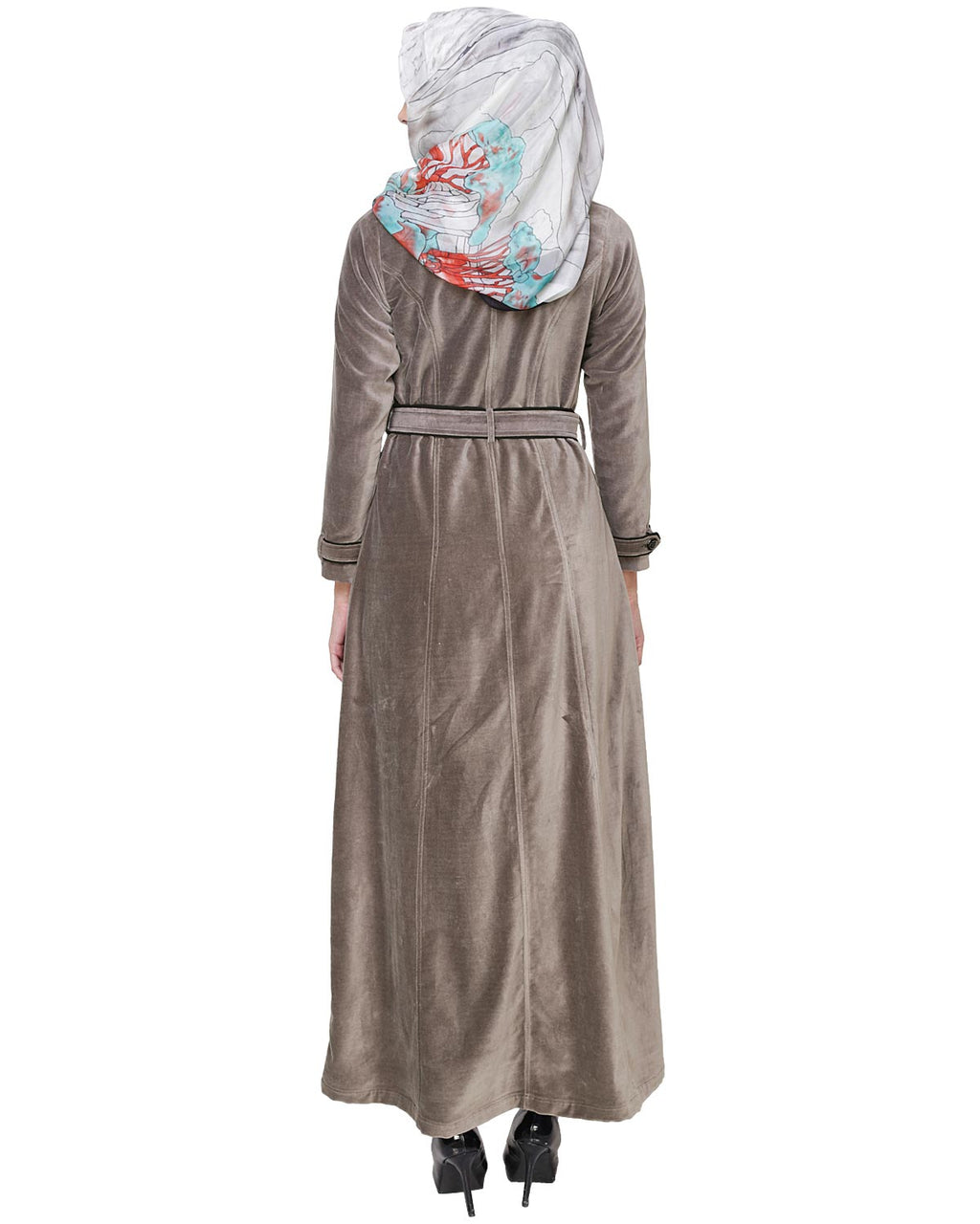 Grey Botton Down Coat Abaya