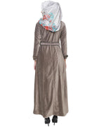 Grey Botton Down Coat Abaya