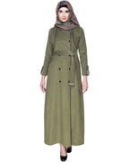 Irani Coat Style Abaya OLIVE GREEN
