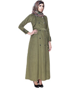 Irani Coat Style Abaya OLIVE GREEN