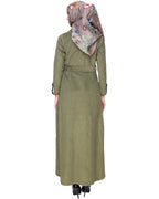 Irani Coat Style Abaya OLIVE GREEN