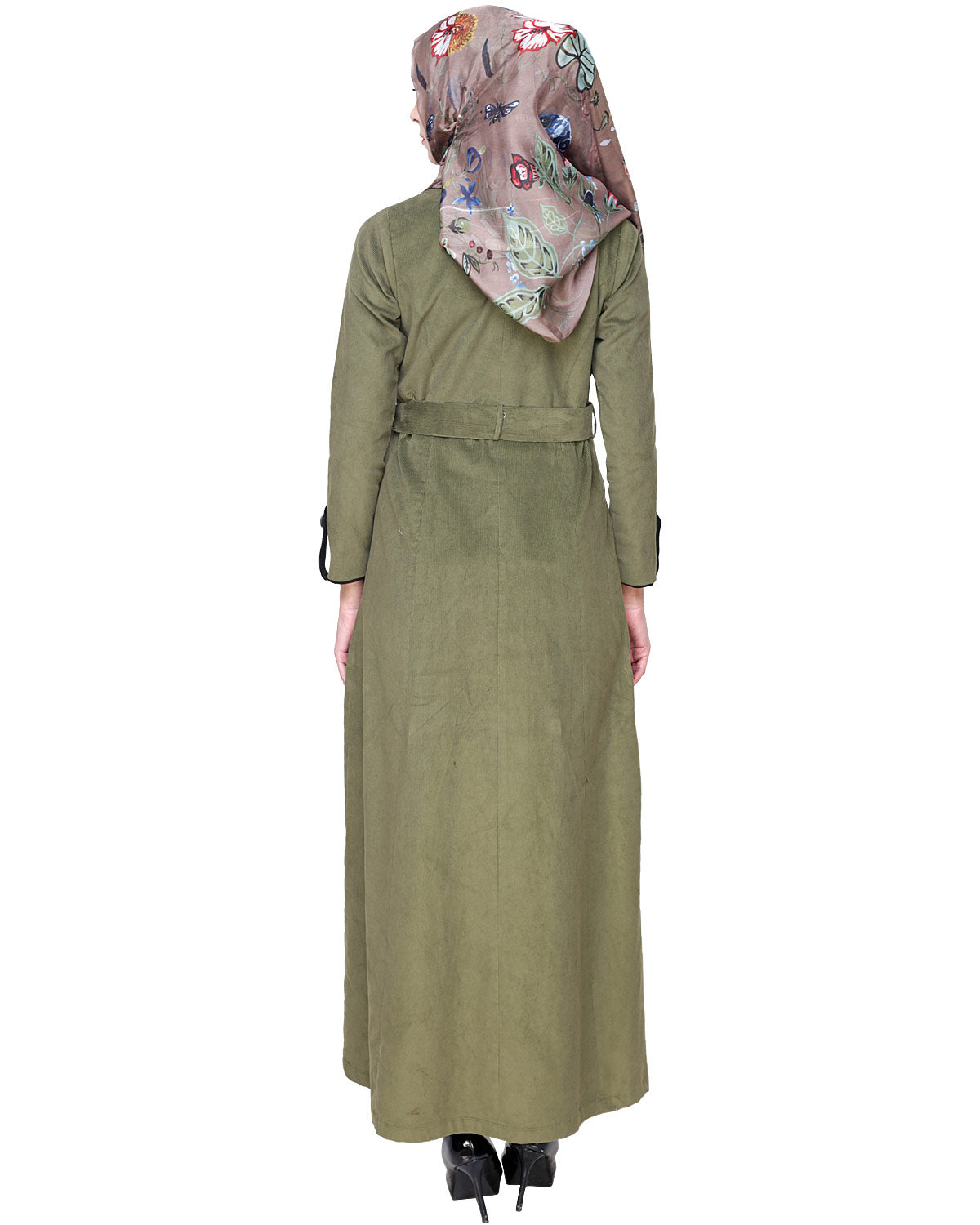 Irani Coat Style Abaya OLIVE GREEN