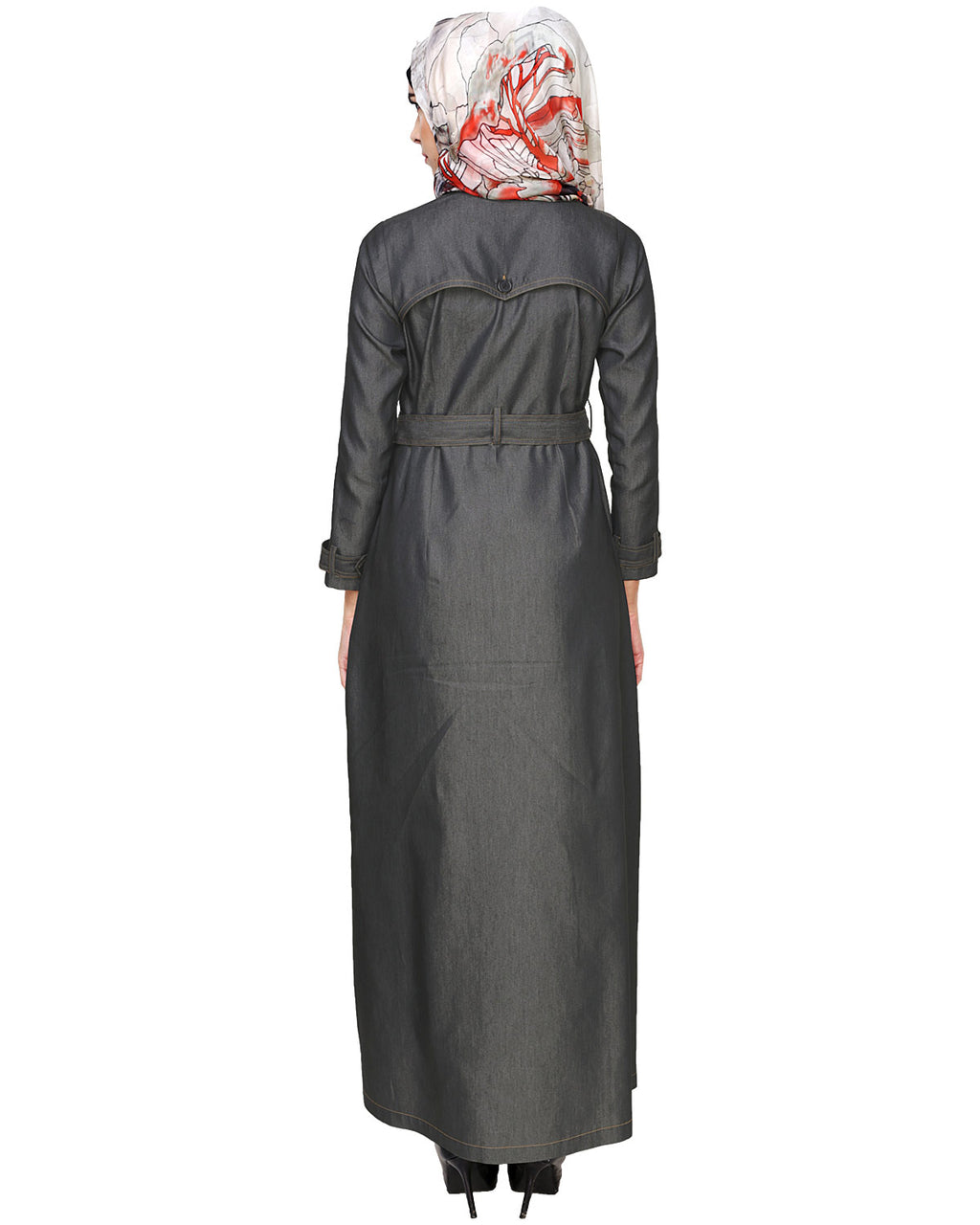 Black Denim Designer Abaya Black