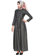Black Denim Designer Abaya Black
