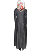 Denim Flared Abaya Dark Grey