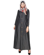 Denim Flared Abaya Dark Grey
