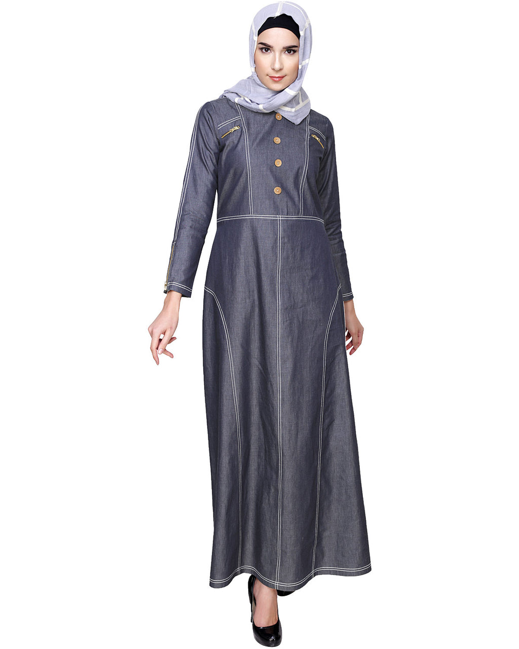Modish Denim Abaya Blue