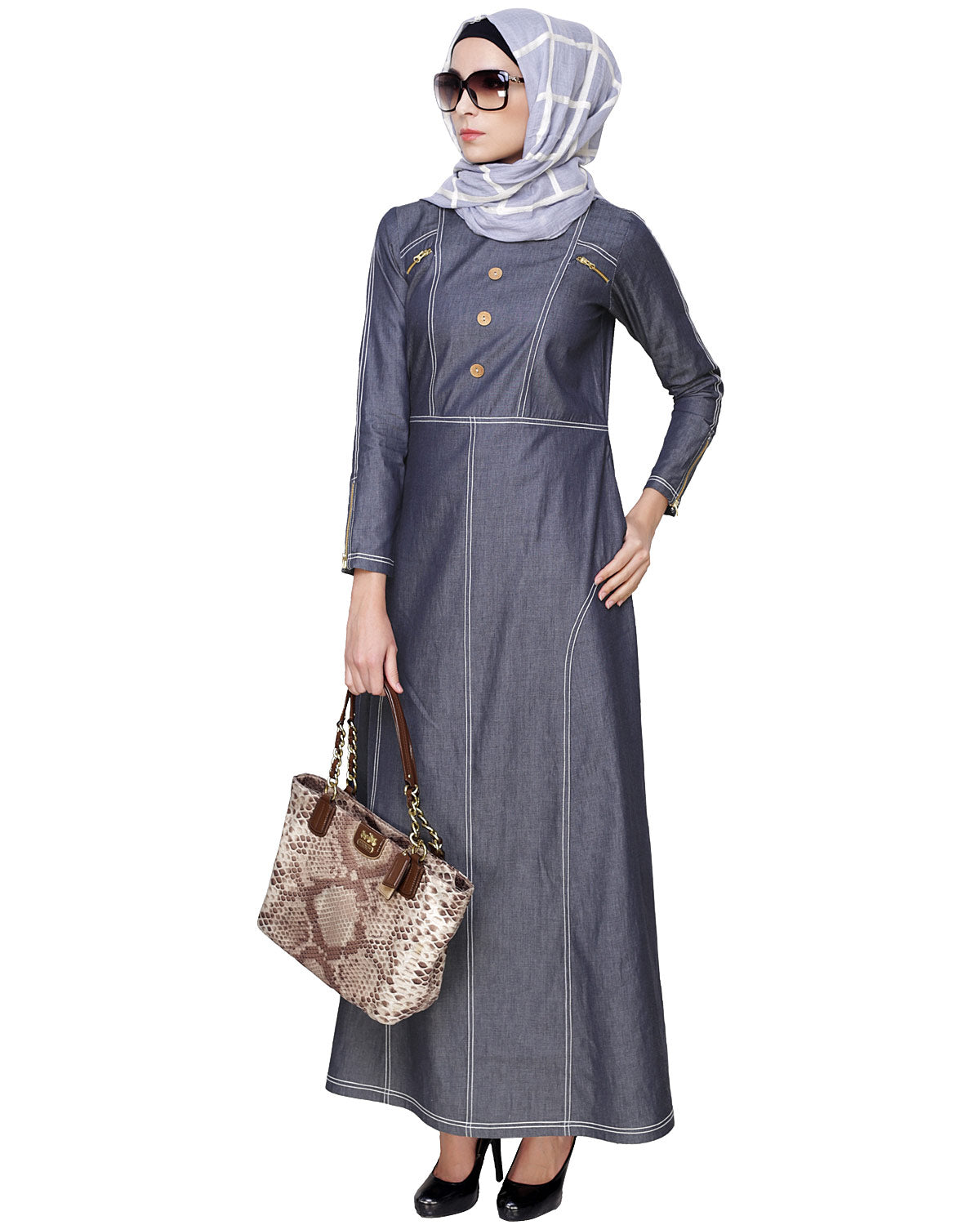 Modish Denim Abaya Blue
