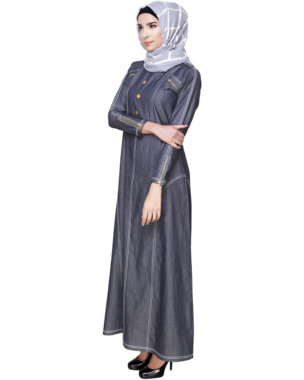 Modish Denim Abaya Blue
