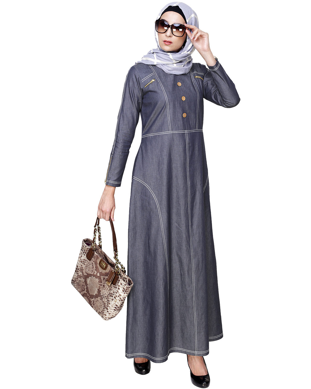 Modish Denim Abaya Blue