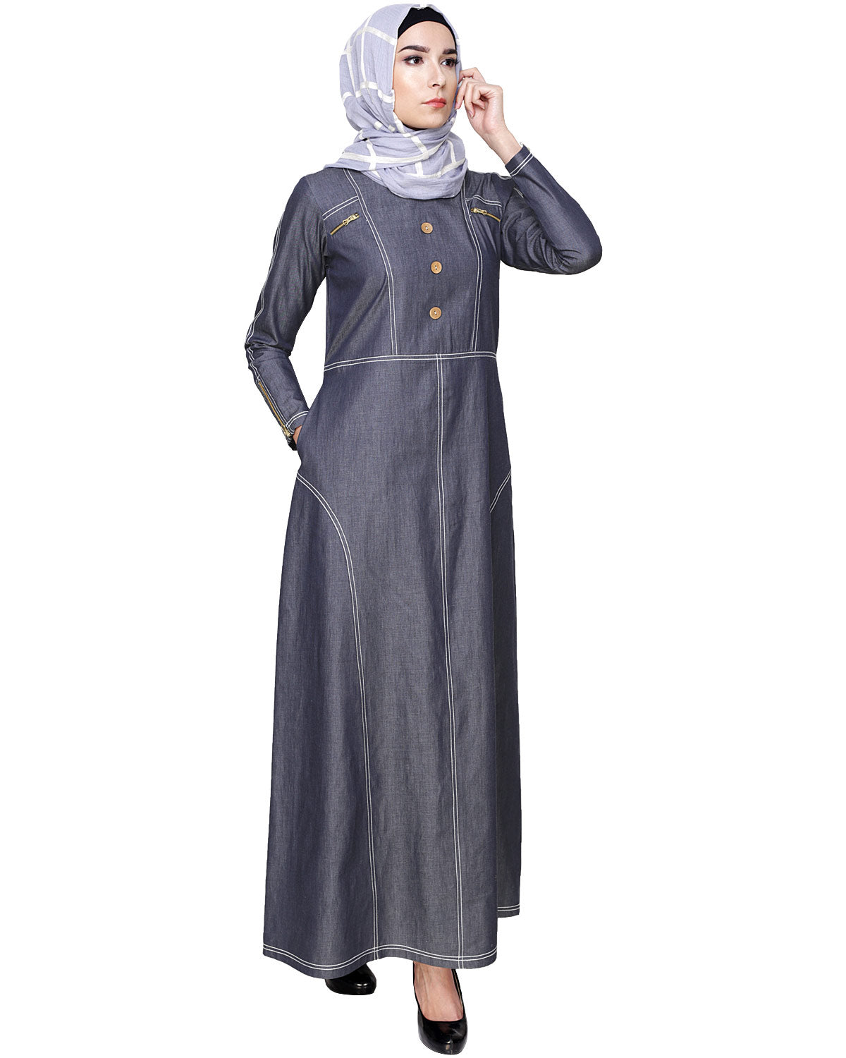 Modish Denim Abaya Blue