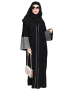 Elegant Crochet Lace Dubai Style Abaya Black