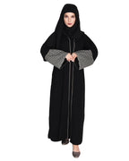 Elegant Crochet Lace Dubai Style Abaya Black