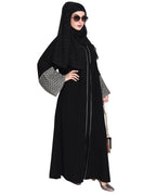 Elegant Crochet Lace Dubai Style Abaya Black