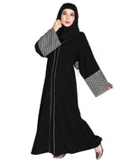 Elegant Crochet Lace Dubai Style Abaya Black