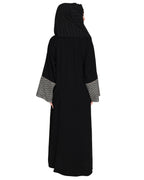 Elegant Crochet Lace Dubai Style Abaya Black