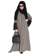Elegant Crochet Lace Dubai Style Abaya Grey