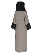 Elegant Crochet Lace Dubai Style Abaya Grey