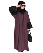 Elegant Crochet Lace Dubai Style Abaya Purple