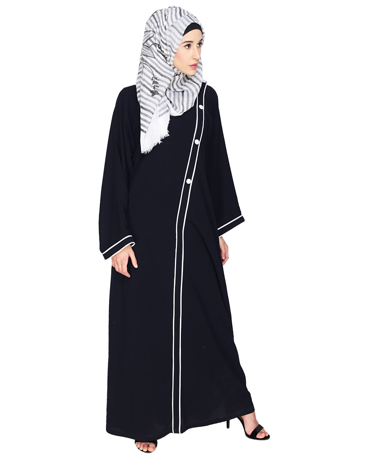 Intrigue Angrakha Dubai Style Abaya Black