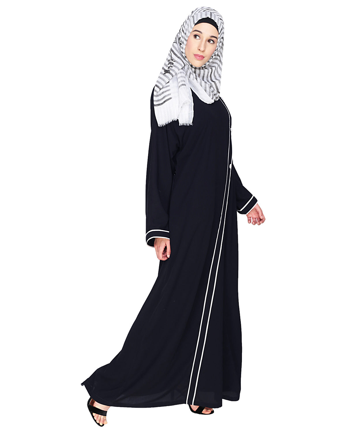 Intrigue Angrakha Dubai Style Abaya Black