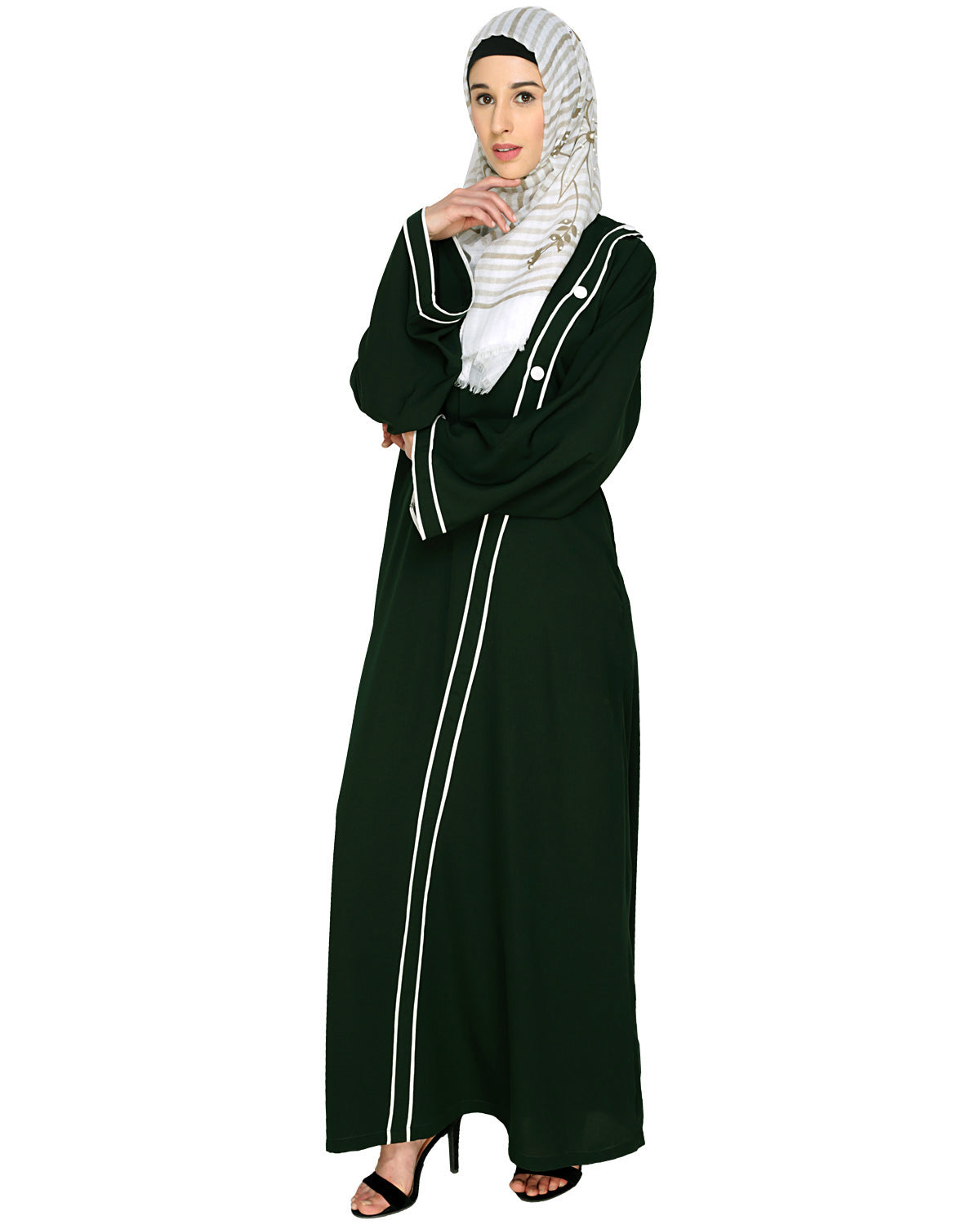 Intrigue Angrakha Dubai Style Abaya Green