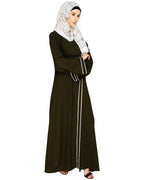 Intrigue Angrakha Dubai Style Abaya Olive