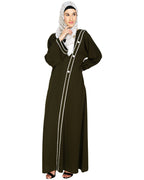 Intrigue Angrakha Dubai Style Abaya Olive