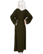 Intrigue Angrakha Dubai Style Abaya Olive