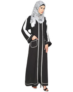 Pocket Dubai Style Abaya with Black detailing Black