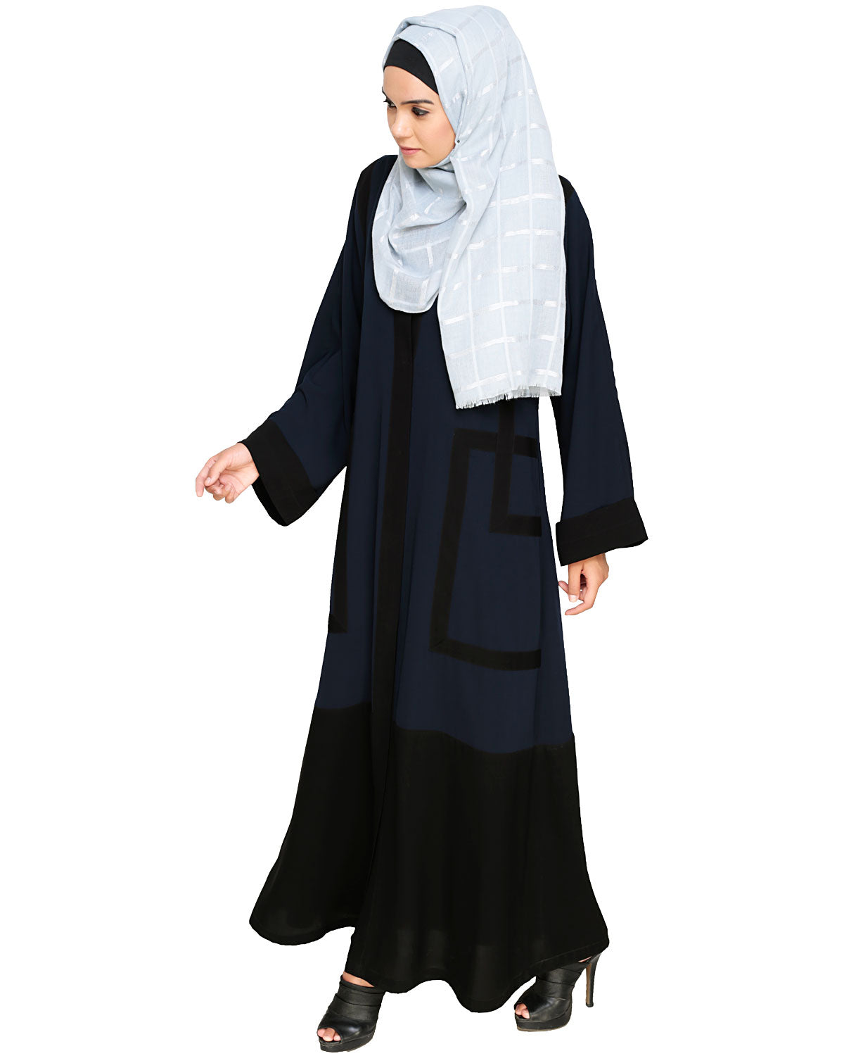 Quirky Dubai Style Abaya with detailing Blue