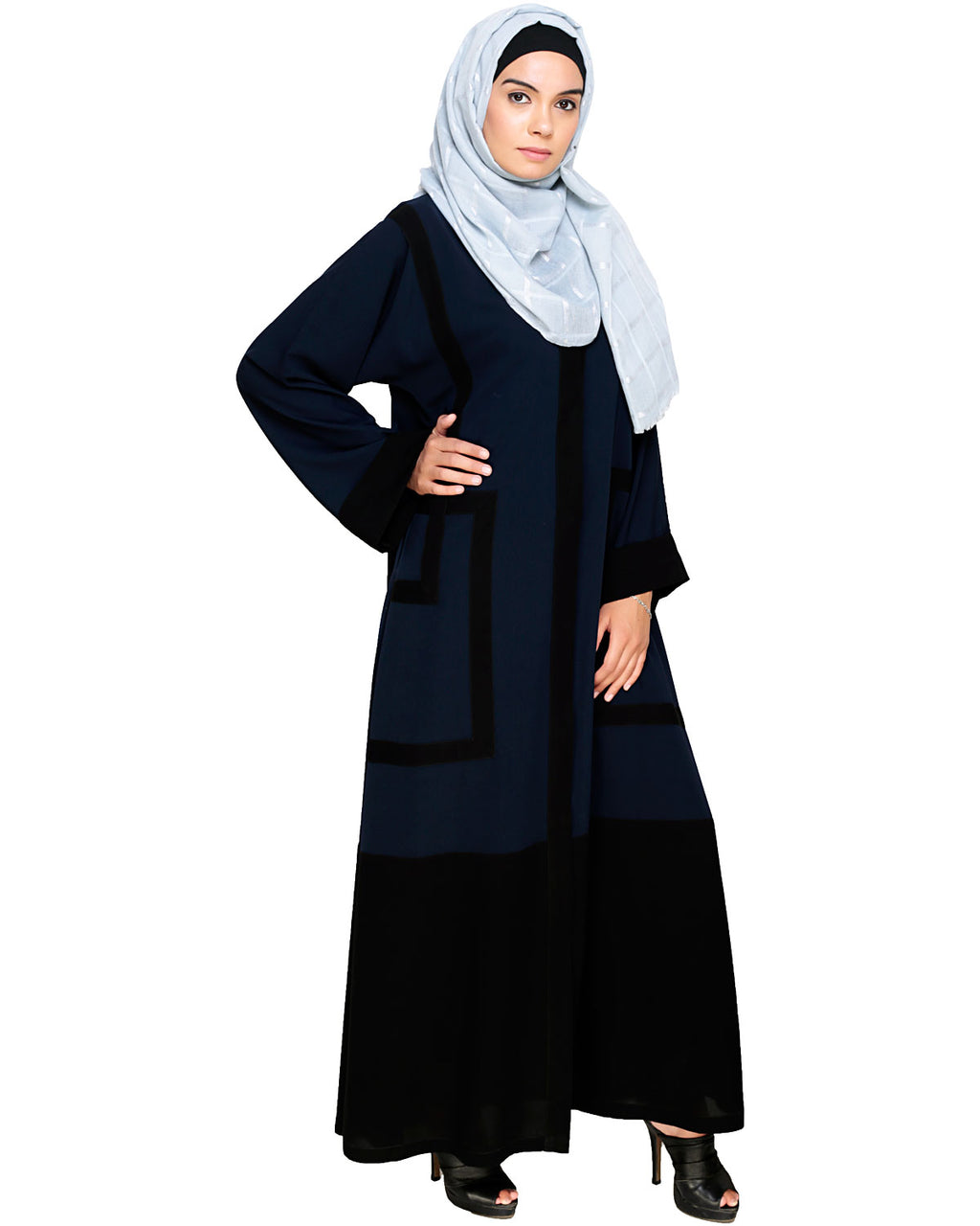 Quirky Dubai Style Abaya with detailing Blue