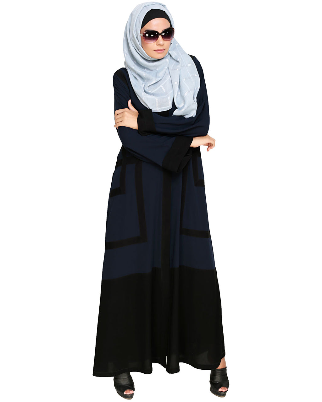 Quirky Dubai Style Abaya with detailing Blue