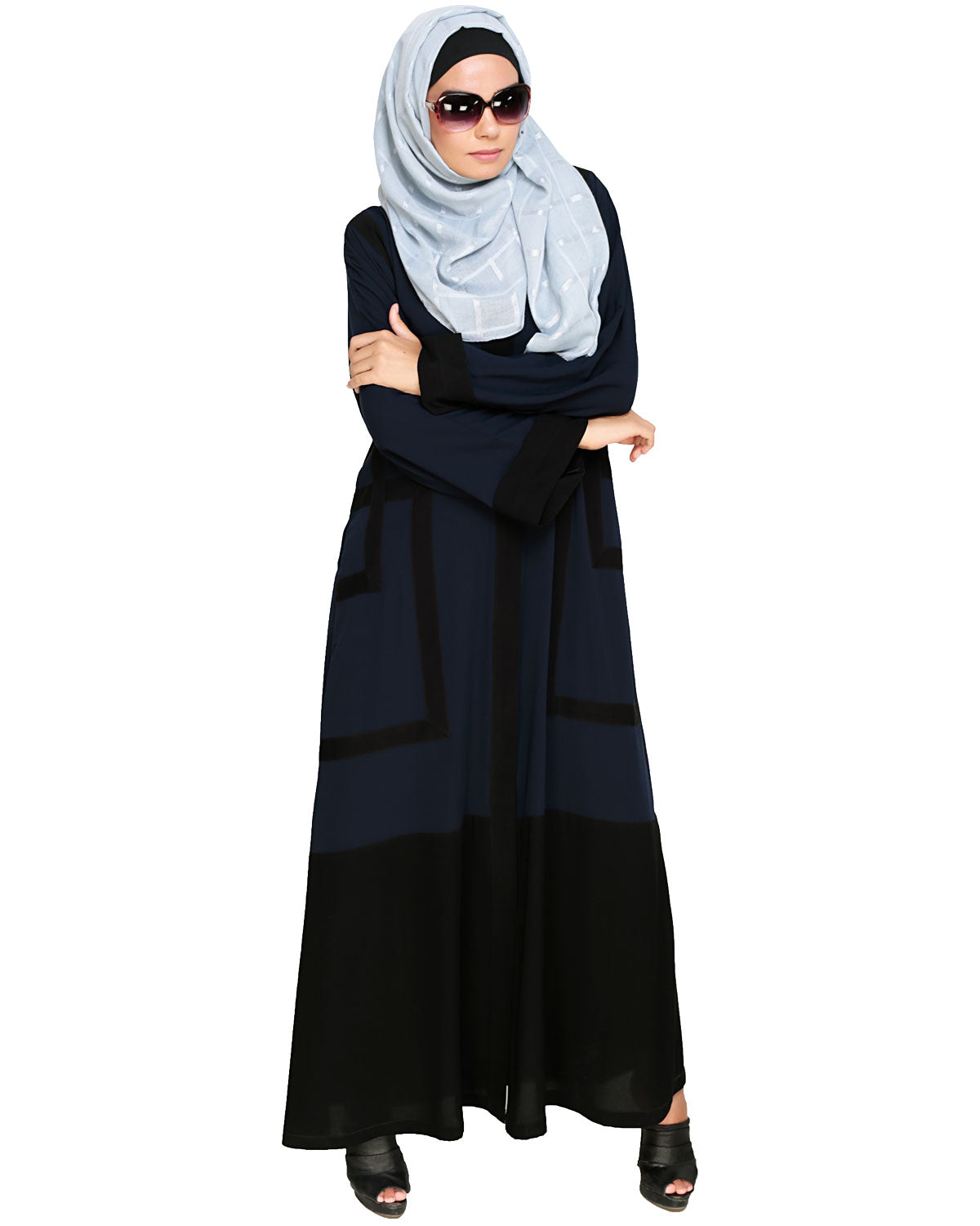 Quirky Dubai Style Abaya with detailing Blue