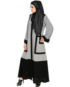Quirky Dubai Style Abaya with detailing Grey