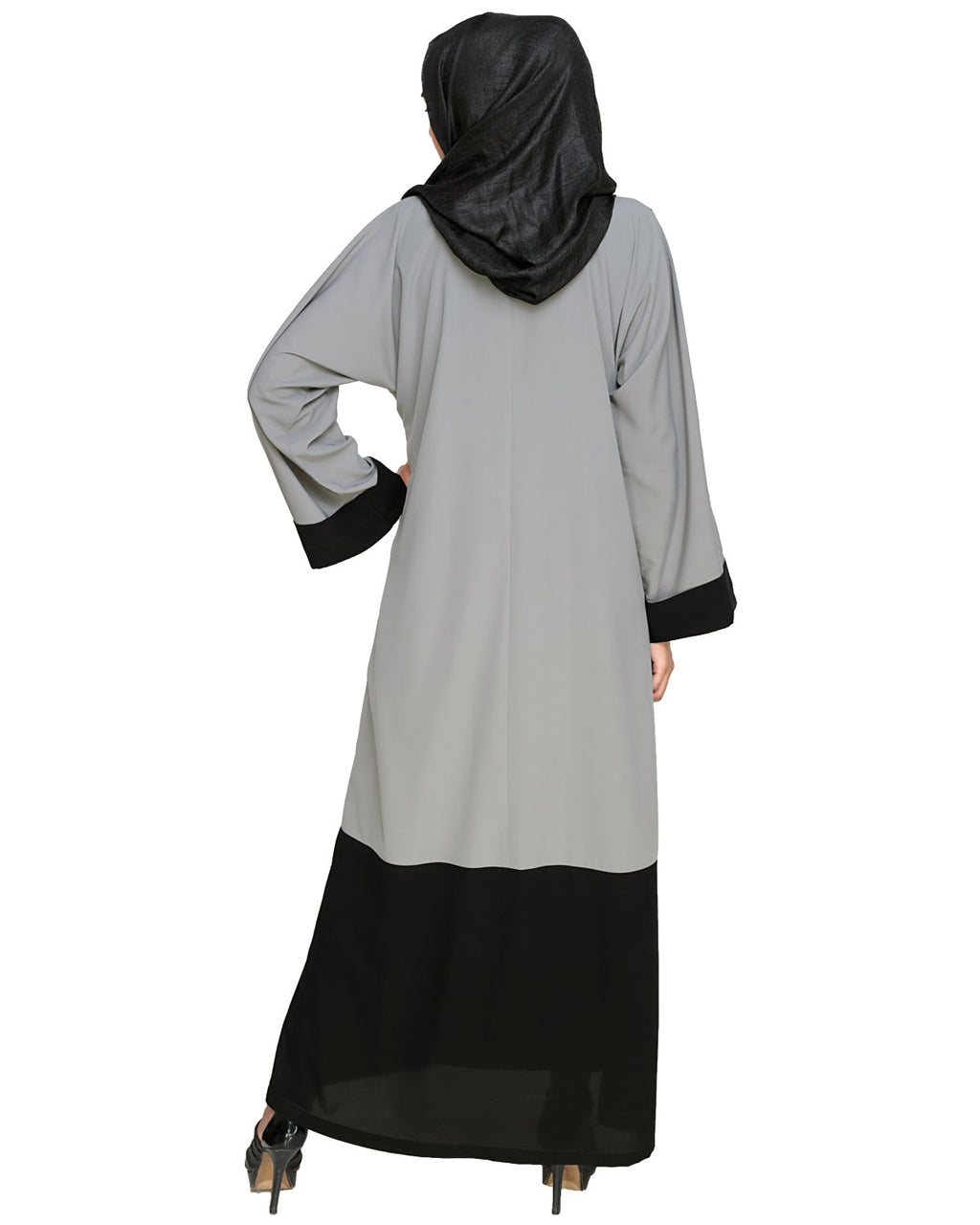 Quirky Dubai Style Abaya with detailing Grey