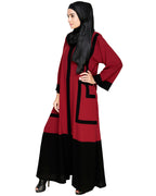 Quirky Dubai Style Abaya with detailing Maroon