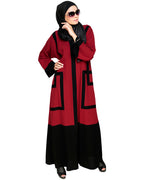 Quirky Dubai Style Abaya with detailing Maroon