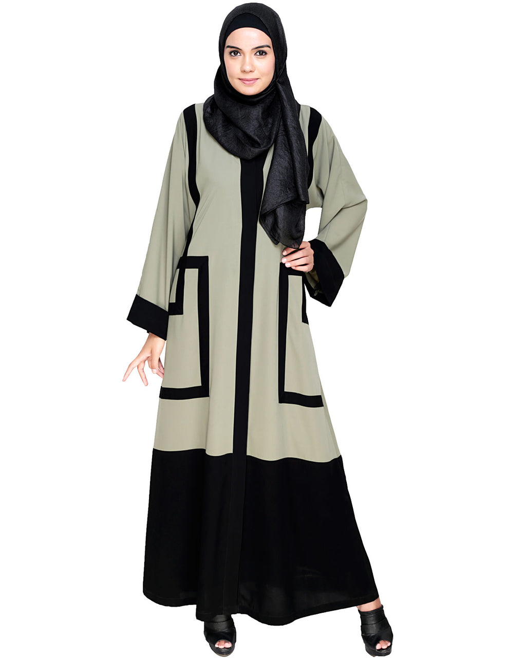Quirky Dubai Style Abaya with detailing Mint
