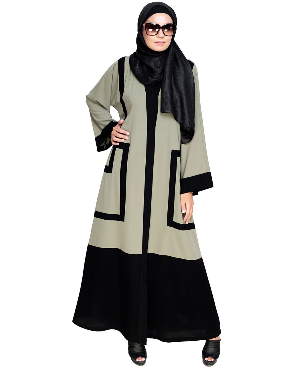 Quirky Dubai Style Abaya with detailing Mint