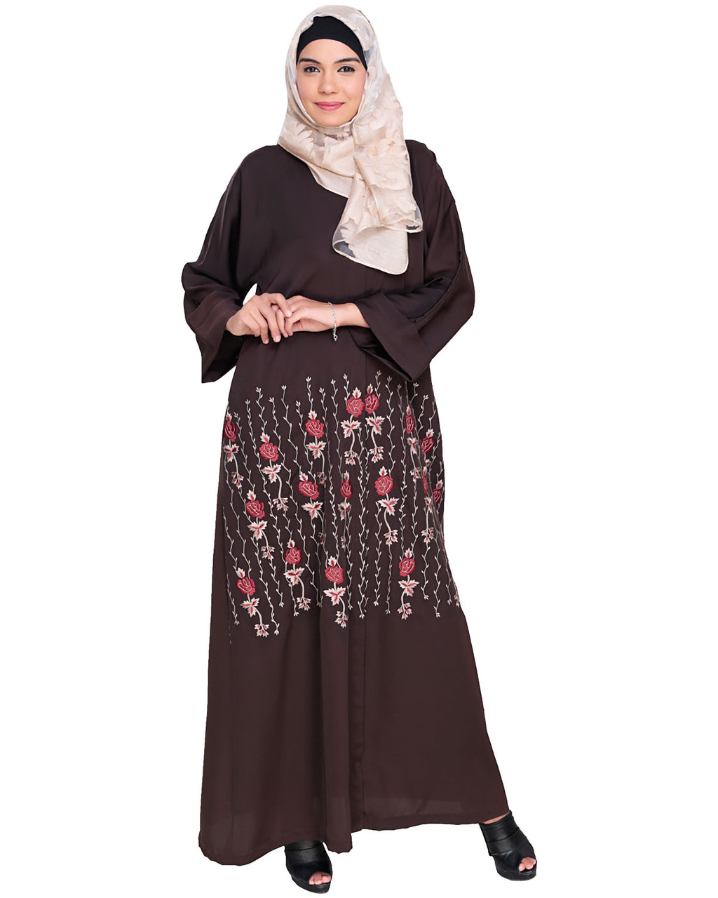 Orchid Dubai Style Abaya Dark Brown