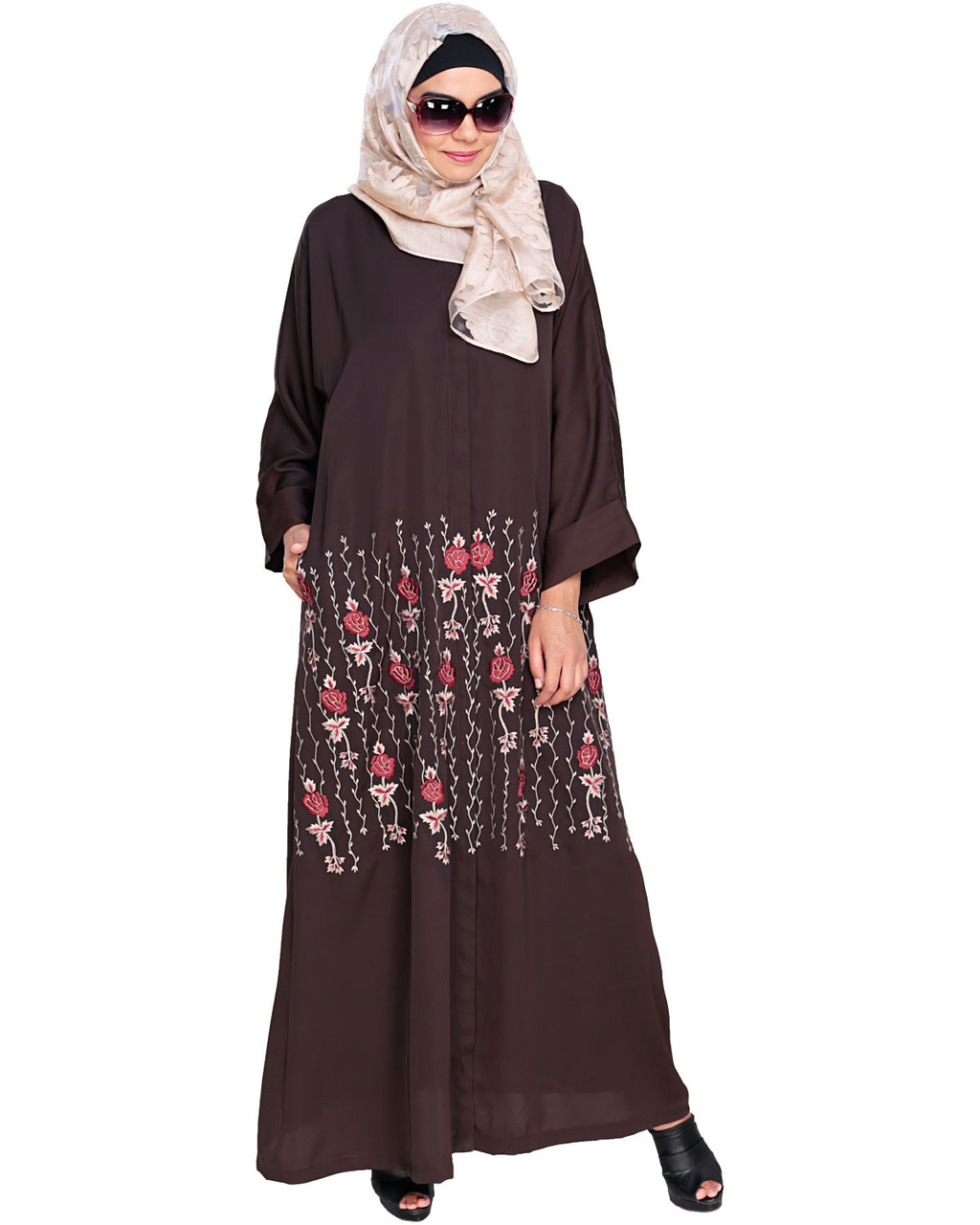 Orchid Dubai Style Abaya Dark Brown