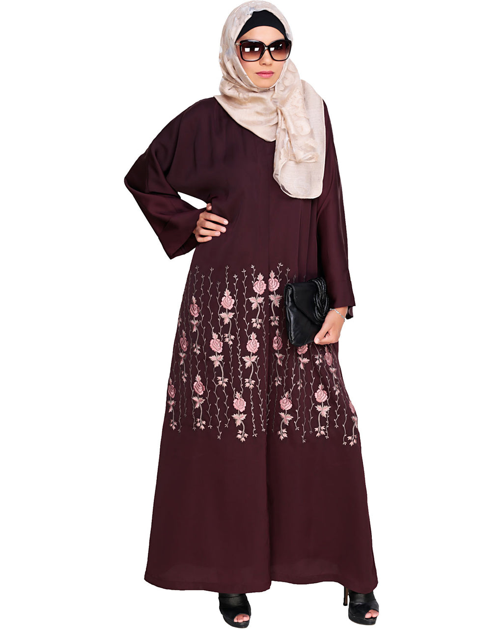 Orchid Dubai Style Abaya Deep Wine