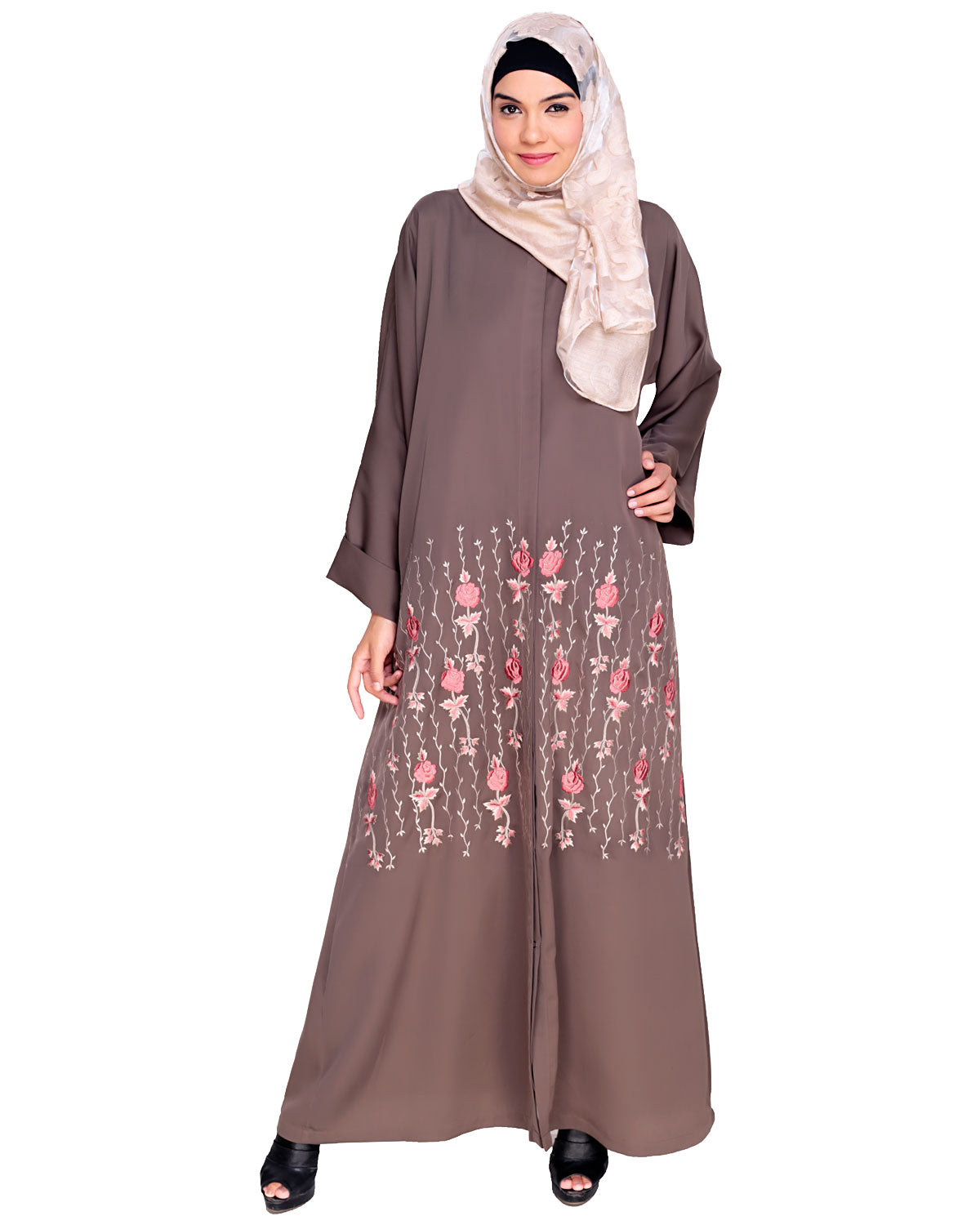 Orchid Dubai Style Abaya Mud Brown