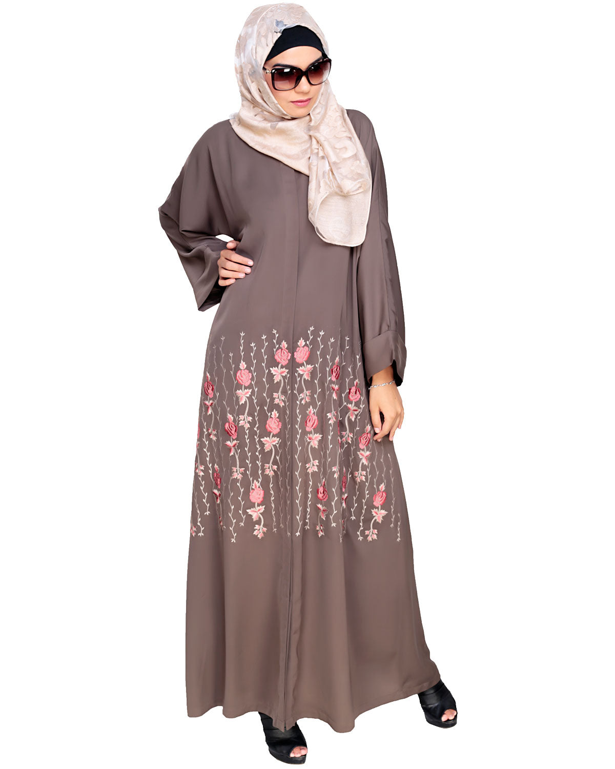 Orchid Dubai Style Abaya Mud Brown