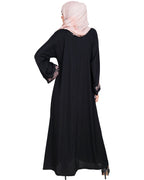 Botanical Embroidered Dubai Style Abaya Black