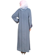 Botanical Embroidered Dubai Style Abaya Grey